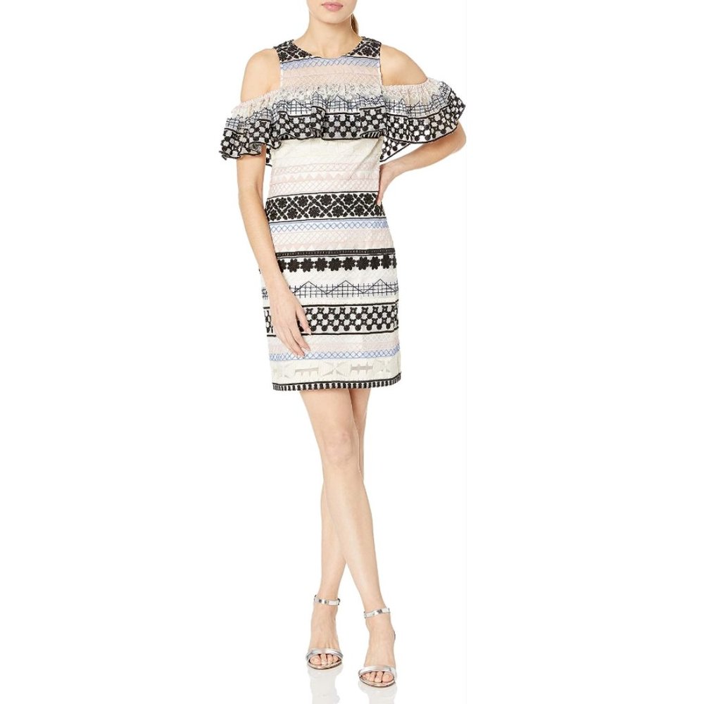 Parker Eleni Striped Lace Dress Size Small S